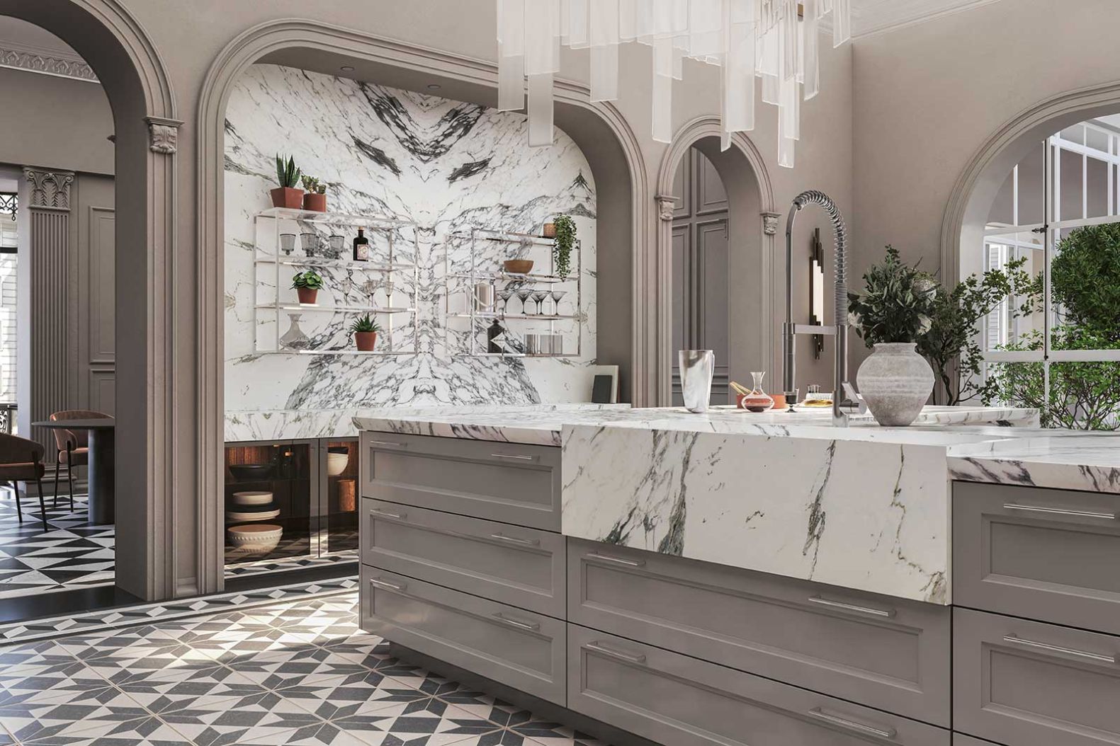 «Classic» überzeugt mit zeitlos eleganten Linien und der präzisen Balance zwischen traditionellen ­Formen und moderner Schlichtheit. Materialien wie Metall, Glas und Stein verbinden sich stimmig mit dem durchdachten Konzept und schaffen eine Küche, die perfekt zwischen Klassik und Aktualität steht. siematic.com